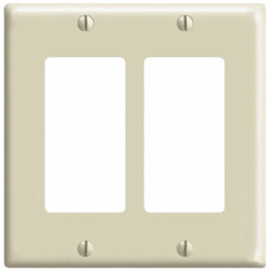 2-Gang Decora Wallplate, Standard Size, Thermoset Plastic, Ivory