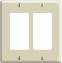 2-Gang Decora Wallplate, Standard Size, Thermoset Plastic, Ivory