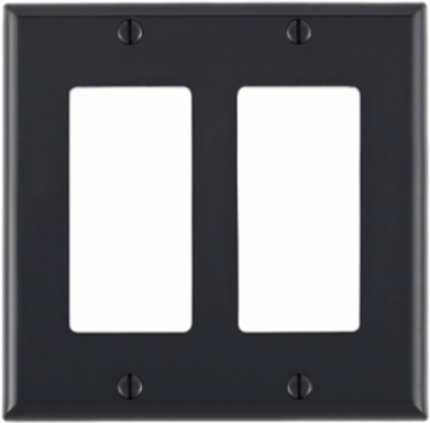 2-Gang Decora Wallplate, Standard Size, Nylon, Black