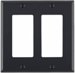 2-Gang Decora Wallplate, Standard Size, Nylon, Black