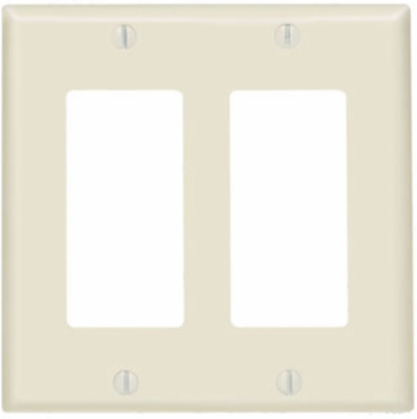 2-Gang Decora Wallplate, Standard Size, Thermoset Plastic, Light Almond