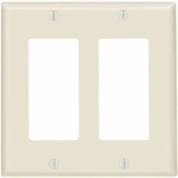2-Gang Decora Wallplate, Standard Size, Thermoset Plastic, Light Almond