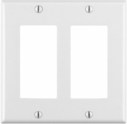 2-Gang Standard Size Decora Wallplate, Thermoset Plastic, White