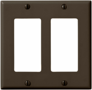 2-Gang Decora Wallplate, Standard Size, Thermoset, Brown