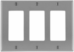 3-Gang Decora Wallplate, Standard Size, Thermoset Plastic, Gray