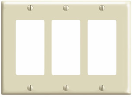 3-Gang Decora Wallplate, Standard Size, Thermoset Plastic, Ivory