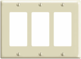 3-Gang Decora Wallplate, Standard Size, Thermoset Plastic, Ivory