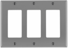 3-Gang Decora Wallplate, Standard Size, Nylon, Gray