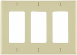 3-Gang Decora Wallplate, Standard Size, Thermoplastic Nylon, Ivory