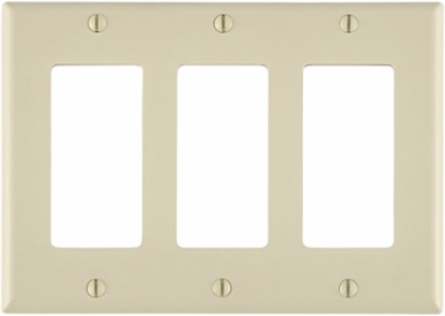 3-Gang Standard Size Decora Wallplate, Thermoplastic Nylon, Light Almond