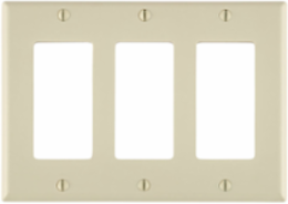 3-Gang Standard Size Decora Wallplate, Thermoplastic Nylon, Light Almond