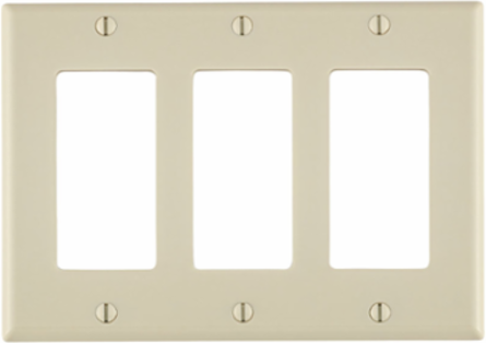 3-Gang Decora Wallplate, Standard Size, Thermoset Plastic, Light Almond