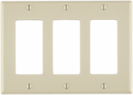 3-Gang Decora Wallplate, Standard Size, Thermoset Plastic, Light Almond