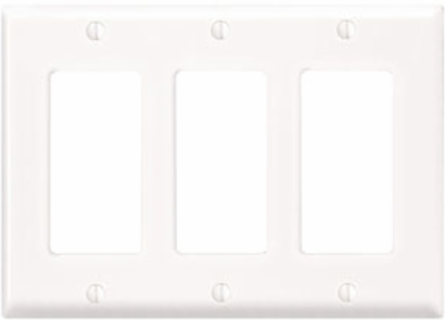 3-Gang Decora Wallplate, Standard Size, Thermoset Plastic, White
