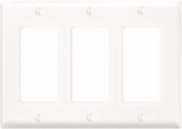 3-Gang Decora Wallplate, Standard Size, Thermoset Plastic, White