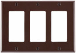 3-Gang Decora Wallplate, Standard Size, Thermoset Plastic, Brown