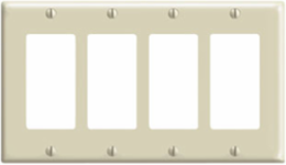 4-Gang Decora Wallplate, Standard Size, Thermoset Plastic, Ivory