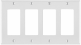 4-Gang Decora Wallplate, Standard Size, Nylon, White, UL/CSA Certified