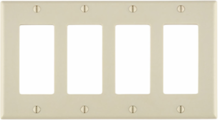 4-Gang Decora Wallplate, Standard Size, Light Almond, Thermoset Plastic