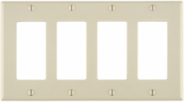 4-Gang Decora Wallplate, Standard Size, Light Almond, Thermoset Plastic