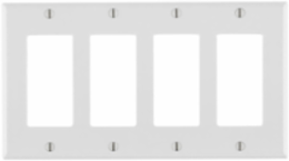 4-Gang Decora Wallplate, Standard Size, Thermoset Plastic, White