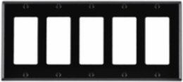 5-Gang Standard Size Decora Wallplate, Black, Thermoset Plastic