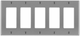 5-Gang Decora Wallplate, Standard Size, Thermoset Plastic, Gray