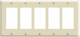 5-Gang Decora Wallplate, Standard Size, Thermoset Plastic, Ivory
