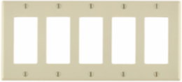 5-Gang Decora Wallplate, Standard Size, Thermoset Plastic, Light Almond