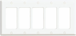 5-Gang Decora Wallplate, Standard Size, Thermoset Plastic, White