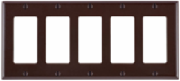 5-Gang Decora Wallplate, Standard Size, Thermoset Plastic, Brown