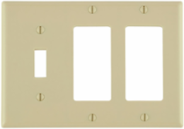 3-Gang Combination Wallplate, Standard Size, Thermoset Plastic, Ivory