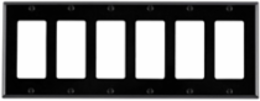 6-Gang Decora Wallplate, Standard Size, Thermoset Plastic, Black