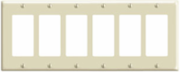 6-Gang Decora Duplex Wallplate, Standard Size, Thermoset Plastic, Ivory