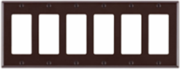 6-Gang Decora Wallplate, Standard Size, Thermoset Plastic, Brown