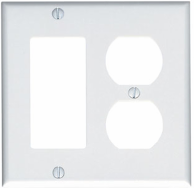 2-Gang Combination Wallplate, Standard Size, Thermoset Plastic, White