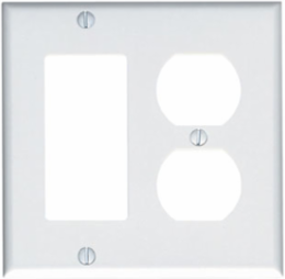 2-Gang Combination Wallplate, Standard Size, Thermoset Plastic, White
