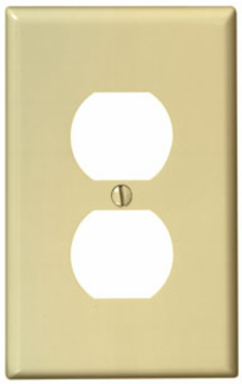 1-Gang Duplex Outlet Wallplate, Midway Size, Thermoset Plastic, Ivory