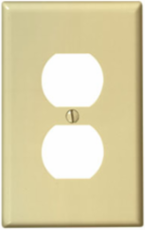 1-Gang Duplex Outlet Wallplate, Midway Size, Thermoset Plastic, Ivory