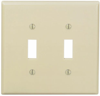 2-Gang Toggle Switch Wallplate, Midway Size, Thermoset Plastic, Ivory