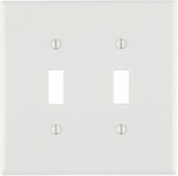 2-Gang Toggle Switch Wallplate, Midway Size, Thermoset Plastic, White