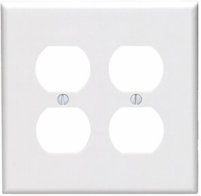 Midway Size 2-Gang Duplex Outlet Wallplate, Thermoset Plastic, White