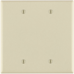 2-Gang Blank Wallplate, Midway Size, Thermoset Plastic, Light Almond