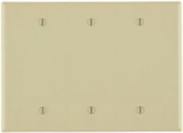 3-Gang Midway Size Blank Wallplate, Thermoset Plastic, Ivory