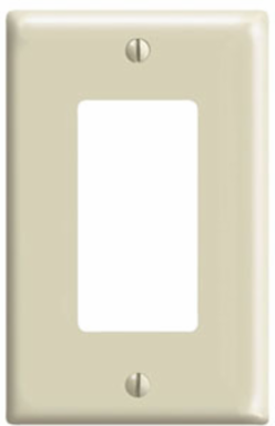1-Gang Midway Size Decora Wallplate, Thermoset Plastic, Ivory