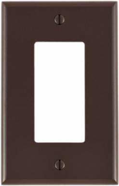 1-Gang Decora Wallplate, Midway Size, Thermoset Plastic, Brown