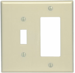 2-Gang Combination Wallplate, Midway Size, Thermoset Plastic, Ivory