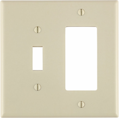 2-Gang Combination Wallplate, Midway Size, Thermoset Plastic, Light Almond