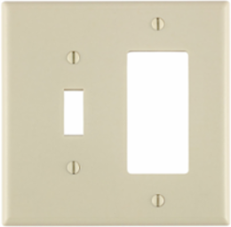 2-Gang Combination Wallplate, Midway Size, Thermoset Plastic, Light Almond
