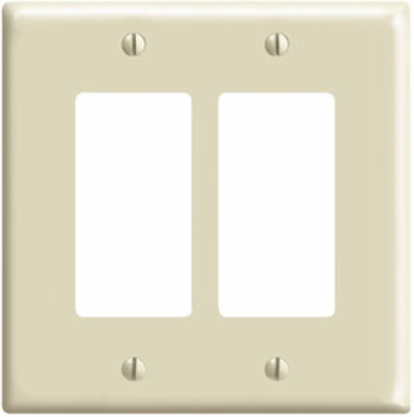 2-Gang Midway Size Decora Wallplate, Thermoset, Ivory
